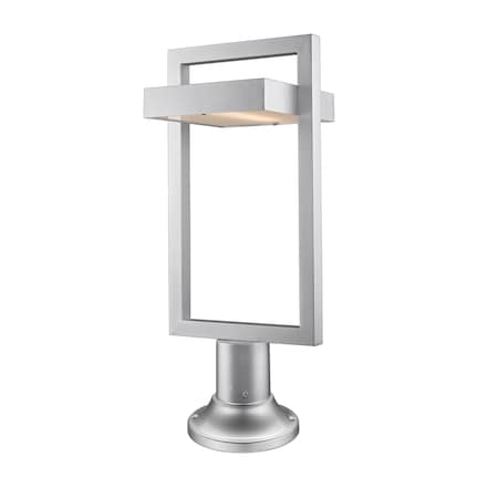 Z-Lite Luttrel 1 Light Outdoor Pier Mounted Fixture, Silver & Frosted 566PHBR-553PM-SL-LED